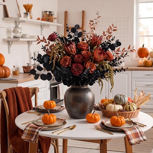 Giegxin 180 Pcs 3 Kinds Mixed Artificial Eucalyptus Leaves Stems Bulk Silver Dollar Leaves Picks Dried Eucalyptus Bundle Faux Spray for Wedding Vase Bouquet Floral Arrangement (Black) - color: Black