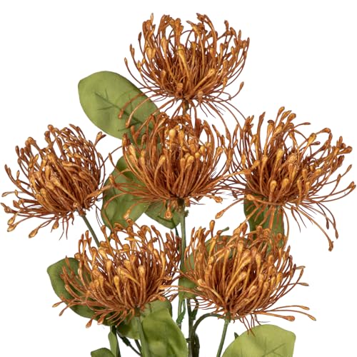 Hollyone 33" Yellow Artificial Mums for Outdoors Fall Flowers Fake Fall Mums Faux Chrysanthemum Flowers 2Pcs Spider Mum Flower Arrangement Autumn Flower with 3 Heads Long Stem for Centerpiece Bouquet - color: Fall Yellow