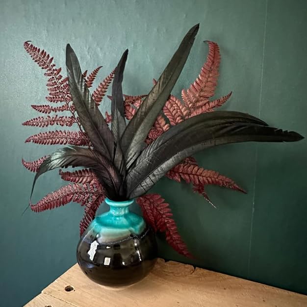 Preserved Real Green Ferns Dried Green Fern Tips Stems Wedding Garlands Home Decorations Bouquets Flower Arrangements Wall Hanging Dried (Red) - color: Red