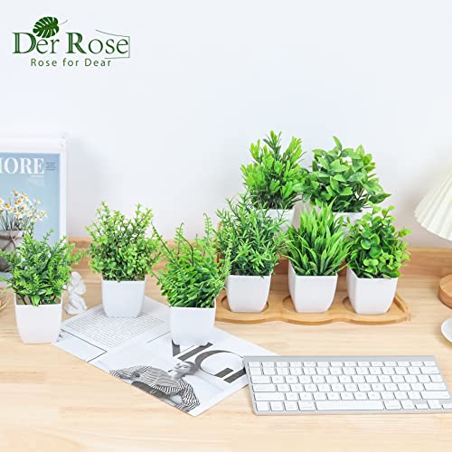 Der Rose 8 Pack Fake Plants Small Artificial Faux Potted Plants for Home Office Farmhouse Bathroom Bedroom Decor Indoor - color: Green