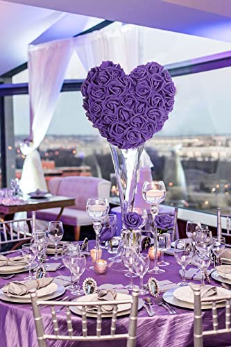 IPOPU Artificial Roses Flowers Heads, 100Pcs Stemless Foam Roses Heads Bulk 3in Fake Flowers for Crafts, Wall Decorations, DIY Wedding Bouquets, Bridal Shower, Party Home Decoration(Dark Purple) - color: Dark Purple