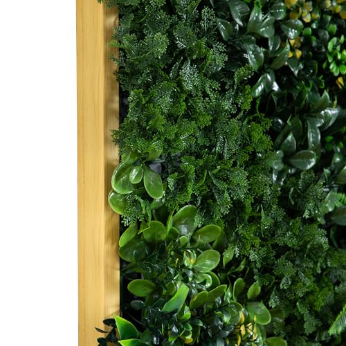 Nearly Natural Hawaiian Islands Artificial Living Wall Panel - 20in x 40in UV Resistant, Indoor/Outdoor Greenery Panel with Light Wood-Like Frame, Perfect for Home, Office, Events - Easy to Hang