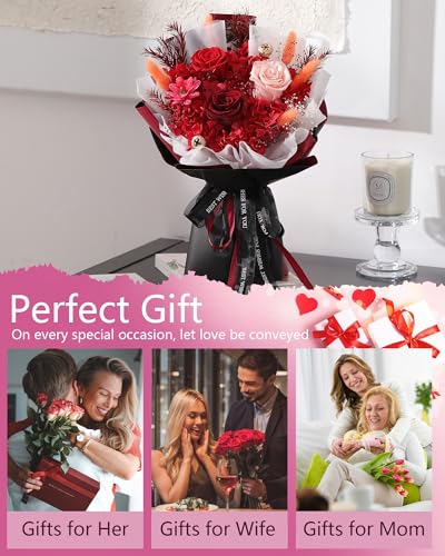 BestFlower Mothers Day Flowers Bouquet Gifts for Mom,Roses Bouquet Gifts for Women Mom Wife from Daughter,Fresh Flowers for Delivery - color: Red01
