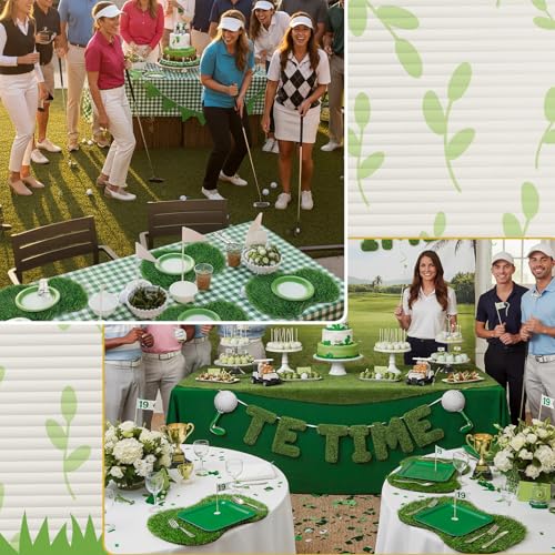 6 Pcs Golf Artificial Grass Mat Placemats for Golf Party Decorations Centerpieces for Table Green Fake Grass Tiles Placemats Birthday Party Decorations for Wedding Baby Shower