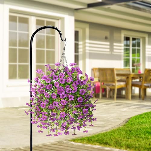 ZFProcess Artificial Hanging Flowers for Outdoors Spring Decoration, 2PCS Silk Fake Daisy Realistic Outdoor Flowers UV Resistant Porch Patio Window Yard Decor(Purple) - color: Purple