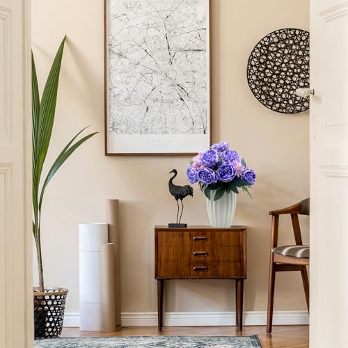 Peonies Artificial Flowers, Fake Peony Bouquet, Realistic Faux Peony Silk Flowers for Wedding, Home Décor, and Table Centerpieces – Ideal for Arrangements and Special Occasions 2 Bouquets (Purple) - color: Purple