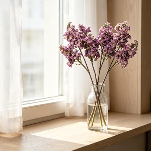 4PCS 25.6inch Lilac Artificial Flowers Fuchsia Fake Delphinium Long Stem Silk Real Touch Flower Faux Lilac Floral Arrangement for Tall Vase Table Wedding Garden Home Decoration（Fuchsia） - color: 25.6inch Fuchsia