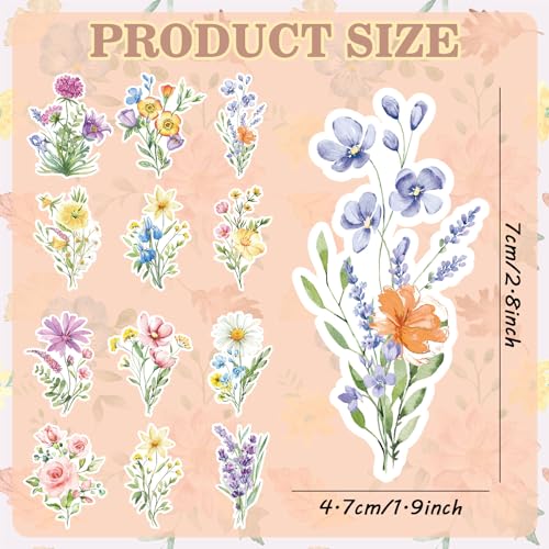 Whaline 12 Pcs Wildflower Refrigerator Magnets Magnetic Stickers Spring Watercolor Floral Bouquet Garage Magnet Decal for Fairy Party Fridge Car Metal Door Cabinet Mailbox - style: Spring Wildflower