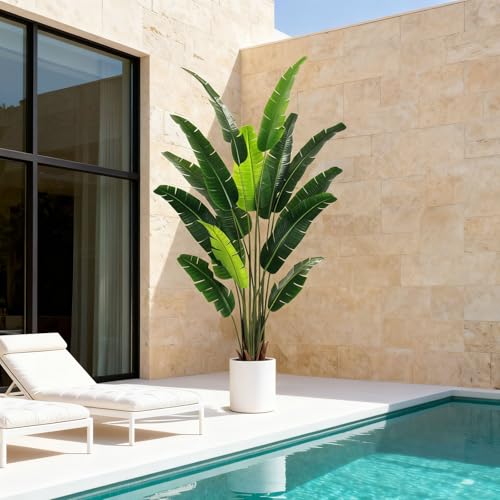 YEPDIN Artificial Bird of Paradise Plant 7 FT Fake Banana Leaf Plant Faux Tree Decor Large Fake Plants Realistic Indoor Outdoor Tall Floor Plant for Living Room, Office Decor - style: 7 FT