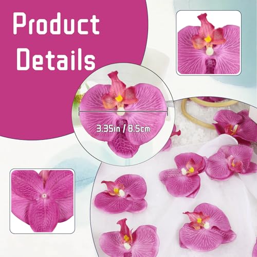 3.35” Purple Orchids Artificial Flowers Heads 15PCS Fabric Flowers for Crafts Faux Orchids for Bridal Shower Wedding Home Party Decor (Purple) - color: Purple