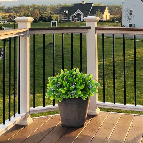 SJL Artificial Flowers for Spring Realistic Fake Plants with Greenery Stems, UV Resistant Plants Plastic Floral Arrangement for Outside Window Box Front Porch Hanging Planter Home Decoration(Purple) - color: Bundle Purple Gladiolus