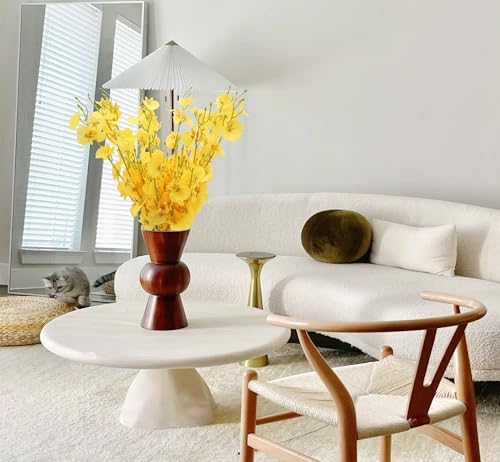 10Pcs Artificial Flowers Orchids Silk Flowers Fake Orchid in Bulk Artificial Orchids Flowers Long Stem 20" Yellow Dancing Orchids Flower for Wedding Home Office Party Vase Table Centerpiece