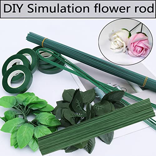 Arlai Pack of 50, Diameter 2mm Dark Green Paper Wrapped Floral stem Wire 16 Inch Floral Stem Wire - DIY Bouquet Stem Wrapping and Crafts - color: 50 pcs Dark green