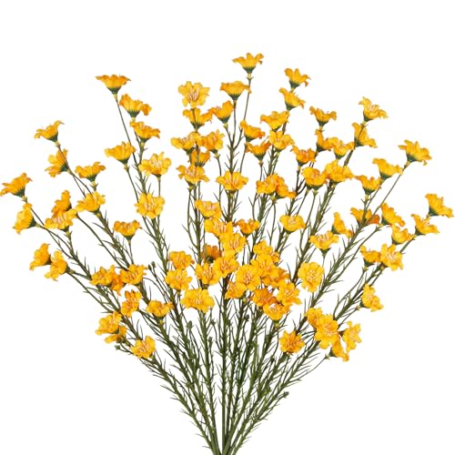 CITYES 10 Pcs Artificial Wildflowers with Stems Bulk Silk Spring Flowers 21 Inch Fake Forsythia Branches Orange Faux Wildflowers Floral Arrangements for Home Decor Indoor Outdoor Wedding Centerpieces - color: Orange