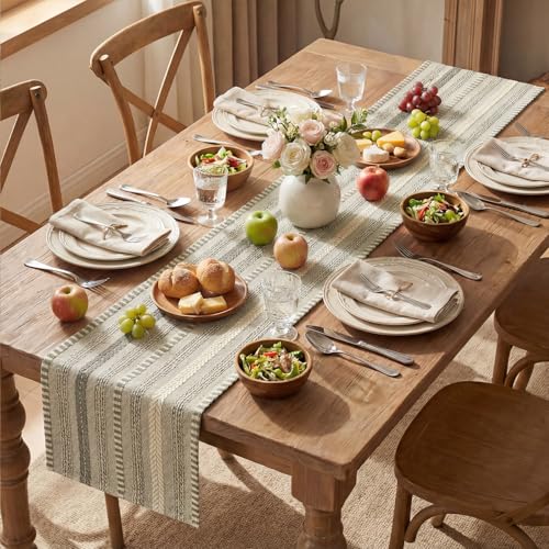 Artoid Mode Dark Grey Farmhouse Woven Table Runner, Seasonal Holiday Rustic Kitchen Dining Table Decoration for Home Party Decor 12x72 Inch - color: Dark Grey, size: 12" x 72", Table Runner