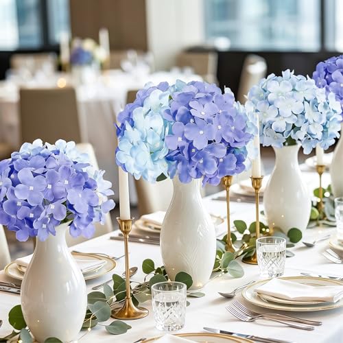 Auihiay 64Pcs Hydrangea Artificial Flowers Bulk, Faux Hydrangea Flowers Heads with Stems for Wedding Centerpieces Engagement Anniversary Birthday Housewarming(Mixed Purple) - color: Mixed Purple