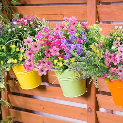 LELEE 24 Bundles Artificial Flowers for Outdoors Fake Silk Flowers Plants UV Resistant Faux Boston Fern Greenery Stems for Spring Garden Indoor Hanging Front Porch Patio Window Box Planter Decor - color: Artificial Flowers for Outdoors