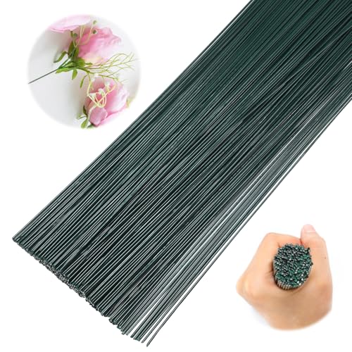 Zonon 220 Pcs 16 Gauge Enameled Floral Wire 18 Inch Florist Wire Bulk Flower Stems for Crafts DIY Bouquet Wrapping Artificial Flower Arrangements Supplies Wedding Prom Corsage, Dark Green