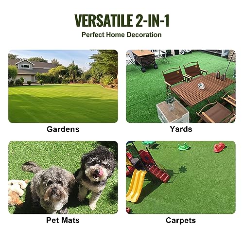 VEVOR Artifical Grass Turf, 5 x 10 ft Thick Grass Rug Indoor Outdoor, 1.38" Realistic Synthetic Grass Mat with Drainage Holes, Perfect for Patio Garden Lawn Home Backyard Dog Mats - size: 5 x 10 FT