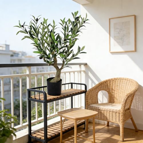 Artificial Olive Potted Tree, 28" Tall Tabletop Fake Olive Tree with Fruits Lifelike Faux Greenery Plants in Pot for Indoor Livingroom Bedroom Kitchen Office Home Decor (A) - color: A-28in