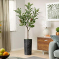 Artificial Tree in Geometric Spiral Pattern Planter, Fake Rubber Silk Tree for Indoor and Outdoor Home Decoration - 70" Overall Tall (Plant Pot Plus Tree) - style: Rubber