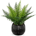 DILATATA Faux Plant Indoor in Ceramic Pot 11" Artificial Potted Fern Fake House Plants for Desk Office Bathroom Garden Decoration - Black