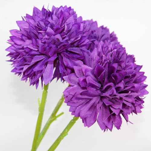 Tinsow 12 Pcs Artificial Flowers Purple Faux Ball Chrysanthemum Bouquet Flowers Wedding Bouquet for Home Garden Party Wedding Decoration - color: Purple