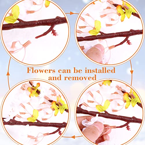 Giegxin 8 Pcs Silk Cherry Blossom Branches Cherry Blossom Tree Stems Long Stem Artificial Flowers for Tall Vase Flowers for Home Wedding Vase Floral Arrangements (White,39.4") - color: White, size: 39.4"