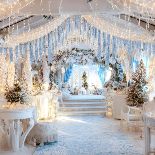 Suncalla 12 Pcs Light Blue Spring Natural Dried Amaranthus Hanging Flowers Amaranthus Artificial Flowers for Wedding Arch Bouquet Floral Garland Wall Home Decoration (23 Inch) - color: Light Blue