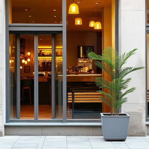 6ft Artificial Palm Tree in Weighted Pot - UV Resistant Tall Fake Plants for Outside Patio, Large Fake Plant Indoor Outdoor, Triple Trunk Faux Palm (Set of 2) (6 FT x 2)