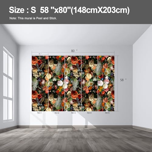 Rose Floral Large wall murals Peel and Stick self Adhesive Flowers Wallpaper for Bedroom Living Room - 58"x80" - color: F32, size: 58"x80"