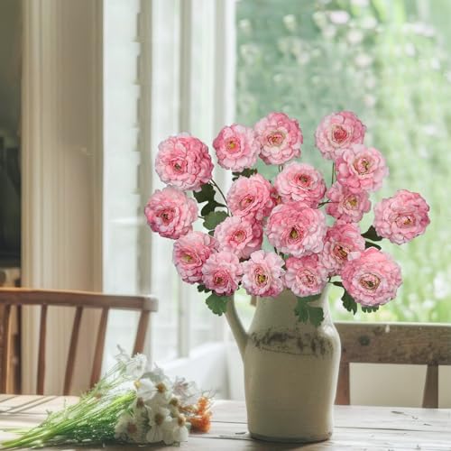 3 Pcs Artificial Flowers Spring Summer Pink Zinnia Silk Flowers with Long Stems Zinnia Elegans Artificial Flowers for Outdoors Floral Arrangements Table Centerpieces Wedding Party Home Decor - color: Pink 2