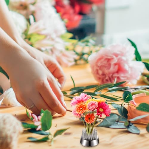 Geiserailie 12 Pcs 23mm/0. 92 Inch Stainless Flower Frog Mini Round Metal Floral Frog Japanese Ikebana Fixed Pin Holder Tool Arrangement Floral Fixation for DIY Flower Craft Arrangements(Silver) - color: Silver