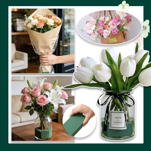24 Pcs Green Floral Foam Blocks,Wet Dry Flower Plant Foam for Fresh Artificial Flower Arrangement DIY Craft, Florist Styrofoam for Wedding,Birthdays,Home Decors,4.3"L x 2.9"W x 1.6"H