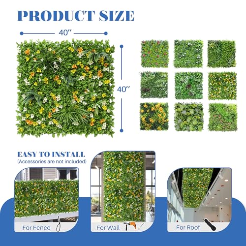 ECOOPTS 40"x40" Faux Ivy Privacy Fence Screen Artificial Boxwood Panels Topiary Hedge Plants for Indoor Outdoor Decoration, #6 Mixed Leave, 1 Pack - color: 40"x40" #6 Mixed Leave, size: 40"x40"