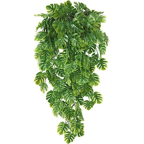 Artificial Vine, Turtle Leaf Fake Hanging Plants Plastic Leaf Ivy Greenery Garland Faux Vines Grass Flowers Leaves Home Garden Outdoor Indoor Party Wedding DIY Bedroom Wall Decor Decoration 2 Pack - color: Turtle Leaf Vine/ 2 Pack