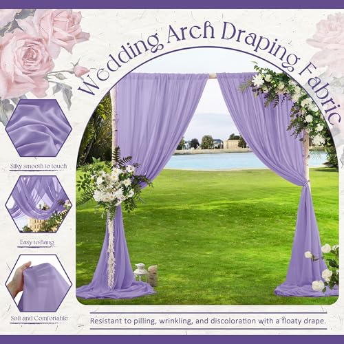 VACVELT Wedding Arch Draping Fabric, Lilac Chiffon, 1 Panel Sheer Drapes, 30 Inch x 20ft Chiffon Backdrop Curtain, Outdoor Sheer Drapery for Ceremony Party Ceiling - color: Lilac, size: 1 Panel