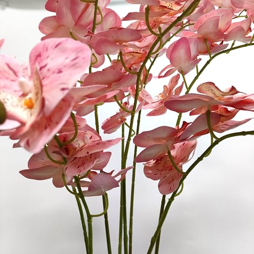 8 Pack Tickled Pink Orchid Artificial Flowers Real Touch, 32'' Artificial Fake Faux Silk Orchid Stem Bouquets for Wedding Party Home Garden Decor,Orquideas Artificiales para Decora (excluding the pot) - color: Tickled Pink