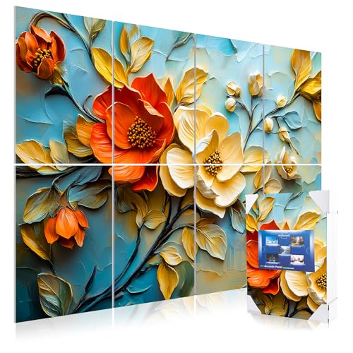 Mollywell Art Acoustic Panels, 48x32 in, Floral Symphony | Self-Adhesive, Reduces Echo, Sound Absorbing, Modern Art Wall Decor, Living Room, Studio, Bedroom, Office - color: Floral Symphony, size: 8 Pack Art
