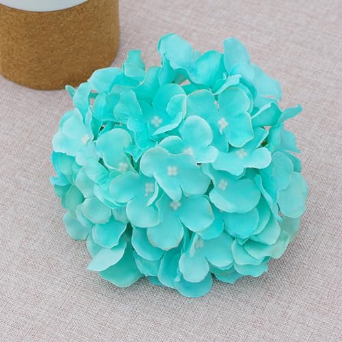 FagusHome Silk Hydrangea Heads 36 Pcs Artificial Flowers Heads and 3 Dozens Stems Fake Hydrangea Flowers with Stems for Home Wedding Decor (Fluorescence BLue) - color: Fluorescence Blue