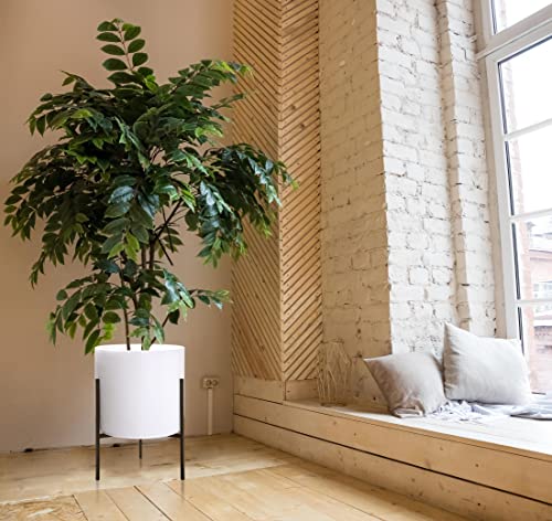 D'vine Dev Modern White Plants Pot Cylinder Planter with Heavy Duty Stand, XX-Large 16 Inch Pot, 22.8 Inch with Stand Height, 96-T-A-5 - color: White, size: XX-Large 16 Inch