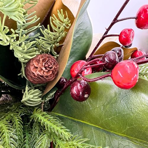 Happy Holiday Petite - Floral Arrangement, Premium Artificial Indoor Flower Display with Beautiful Blooms and Foliage - Artificial Plants & Flowers - color: Happy Holiday Petite
