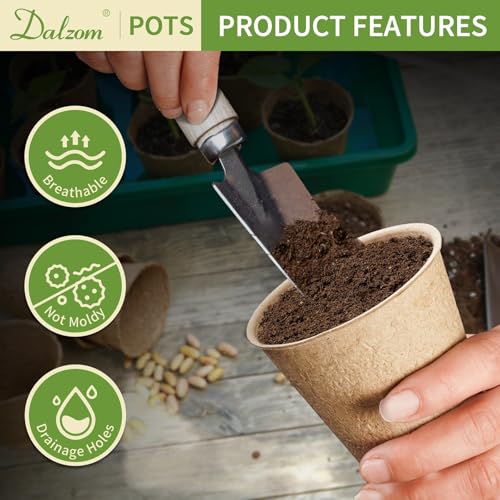 Dalzom® 60Pcs 3.1” Peat Pots with 60Pcs Plant Labels, Biodegradable Pots for Seedlings with Drainage Holes, Garden Plant Nursery Pots Seed Starting Trays - size: 3.1"