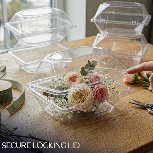 Royal Imports 50 Pack Clear Plastic Flower Box for Corsage, Boutonniere, Rose, Orchid Prom Wedding Craft Container 6x5x4