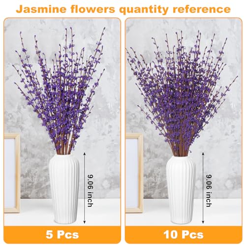 Wootkey 5 Pcs 29.5" Long Jasmine Artificial Flowers Fake Purple Flower Bouquet Branches Stem for Table Centerpieces DIY Floral Art Plant Home Office Wedding Dining Decoration (Deep Purple) - color: Deep Purple, size: 5pcs-29.5''
