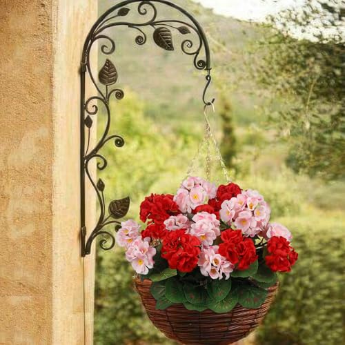 CISDUEO 4 Pcs Artificial Geranium Flowers for Outdoors Silk Flowers Outside Red Hot Pink Faux Flowers Geraniums for Outdoor Decor Indoor Garden Patio Grave Cemetary Table Centerpiece - color: Red, Pink