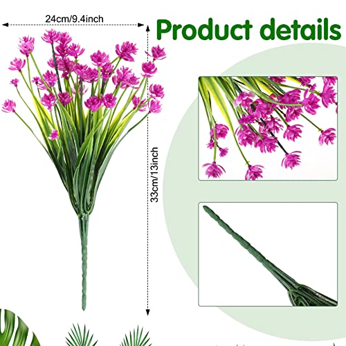 WILLBOND 12 Bundles Artificial Flowers Outdoor, UV Resistant Faux Artificial Plants Shrubs Plastic Flower Bulk for Hanging Planter Porch Window Home Spring Summer Decor(Fuchsia, White, Purple) - color: Fuchsia, White, Purple