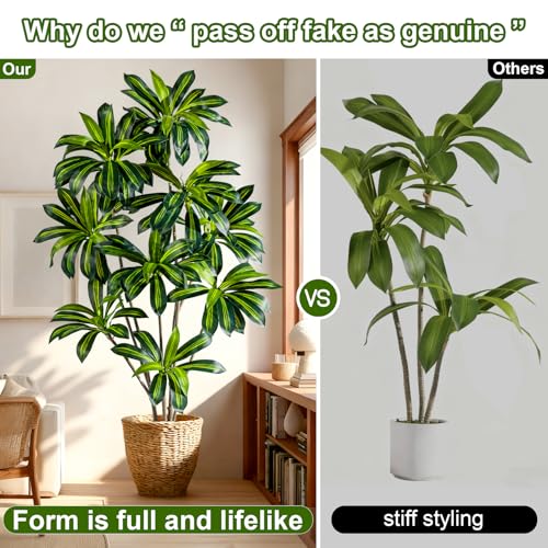 Tall Faux Artificial Trees Large Fake Tree Floor Plastic Big Plants Indoor Dracaena Decorative for Home Living Room Bedroom Decor Indoor Outdoors Porch Balcony arboles artificiales para decoracion - size: 7ft