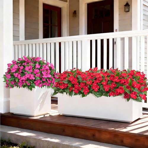 Artificial Flowers for Outdoors Decorations, 6 Bundles Realistic Impatiens Silk Faux Flowers UV Resistant Fake Plants for Outside Pot Patio Garden Porch Planters Window Box Balcony Indoor Home Decor - color: Mix Color