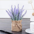 Artificial Mini Potted Flowers Plant Lavender for Home Decor Party Wedding Garden Office Patio Decoration(Linen Pot)